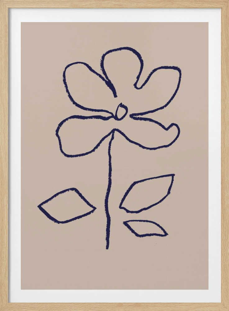 Oil Pastel Flower Blue | Poster
