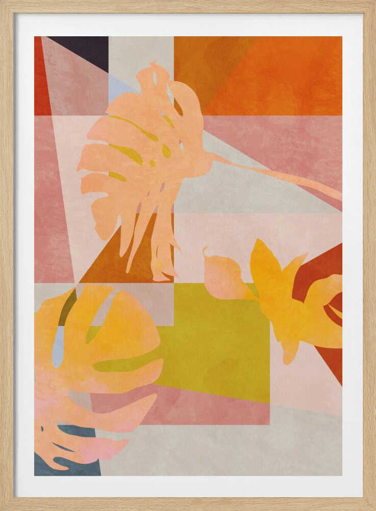 Feuilles géométriques Bauhaus organiques | Affiche