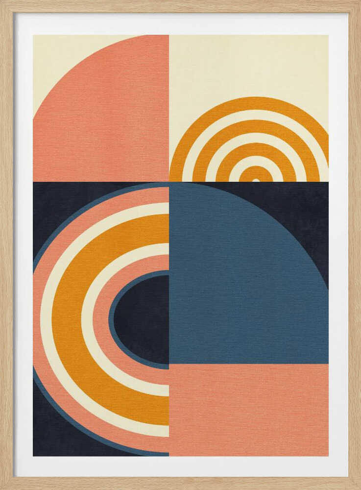 Rainbow Plus Shapes Blue Mustard9 | Poster