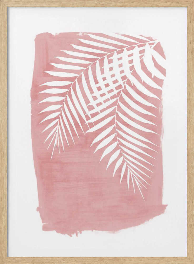 Pink Palm Leaves Foliage Silhouette | Poster