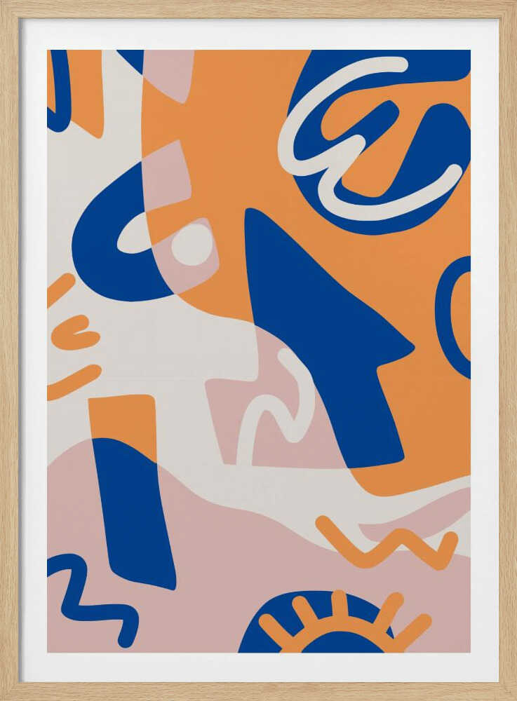 Formes abstraites bleues et oranges | Affiche