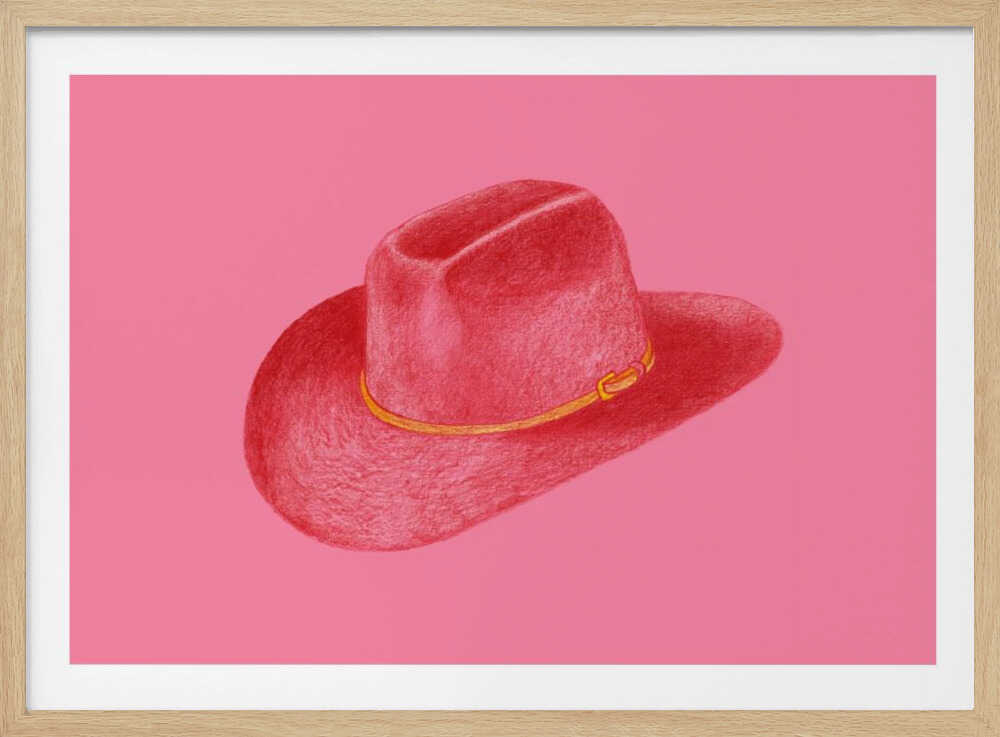 Stetson rouge sur fond rose | Affiche