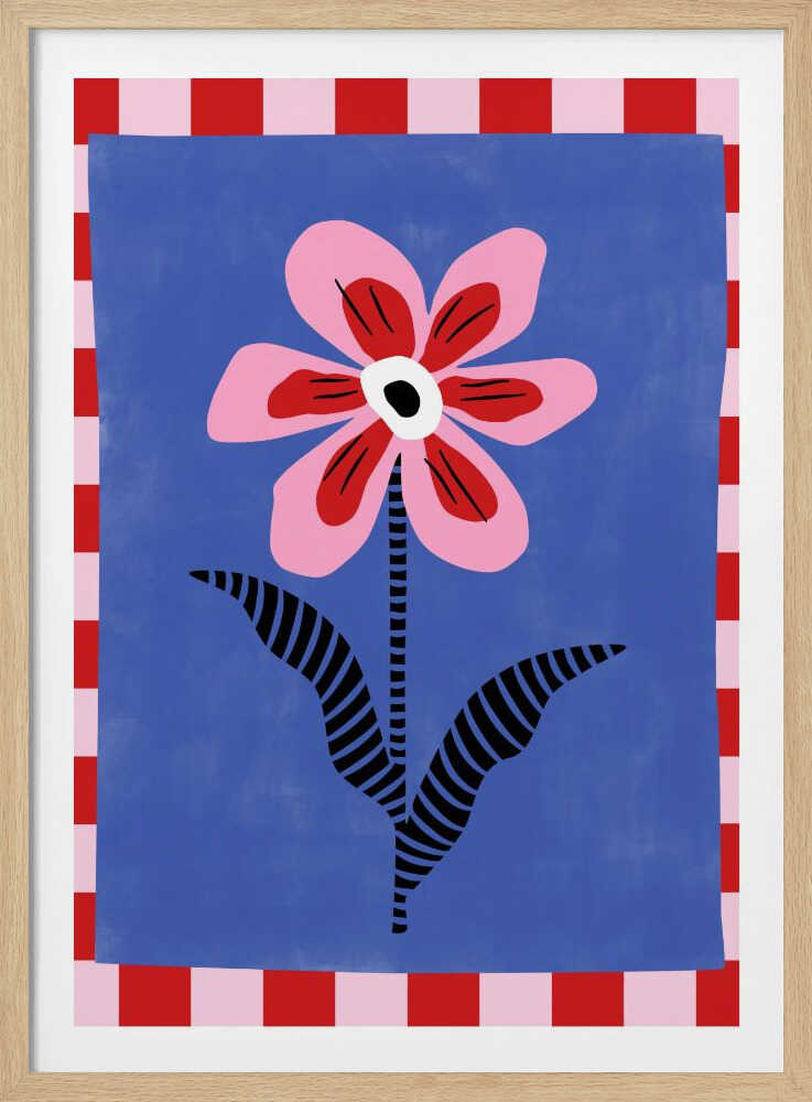 Flower with Pink Petals and Striped Leaves | Poster