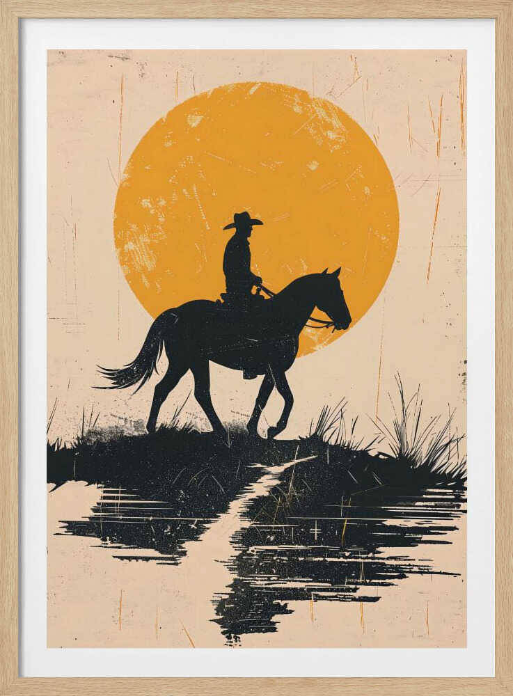 Cowboy au coucher du soleil | Affiche