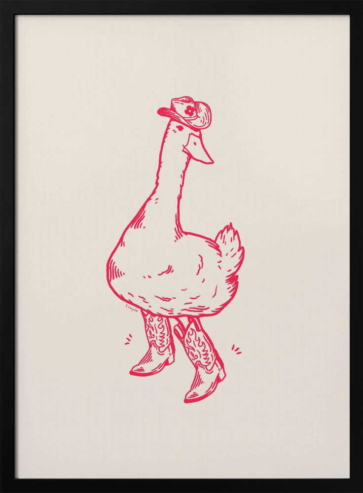 Duck wearing Western Boots in pink | Poster