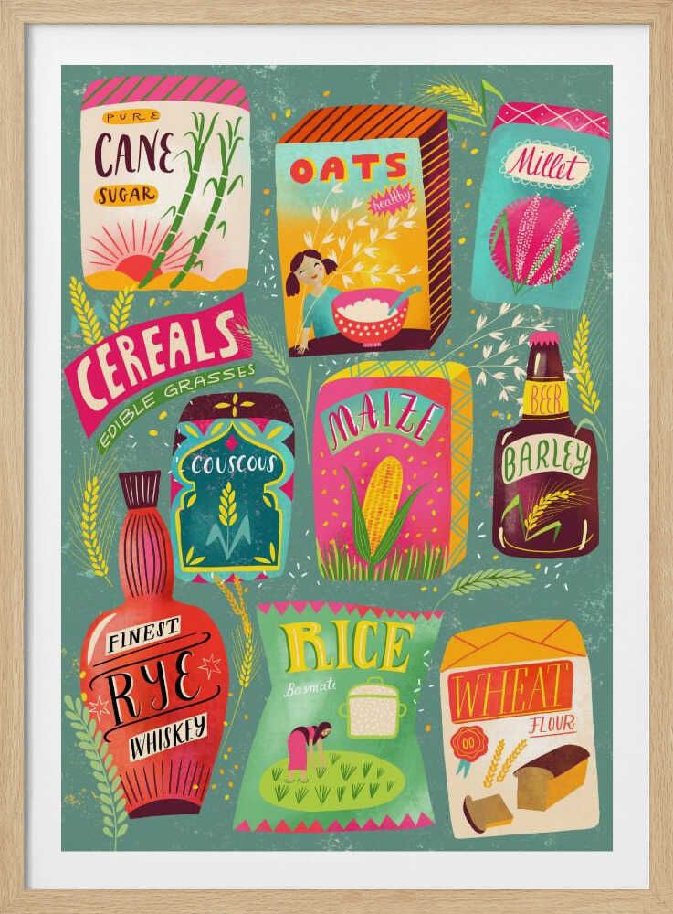 Tableau des céréales colorées | Affiche