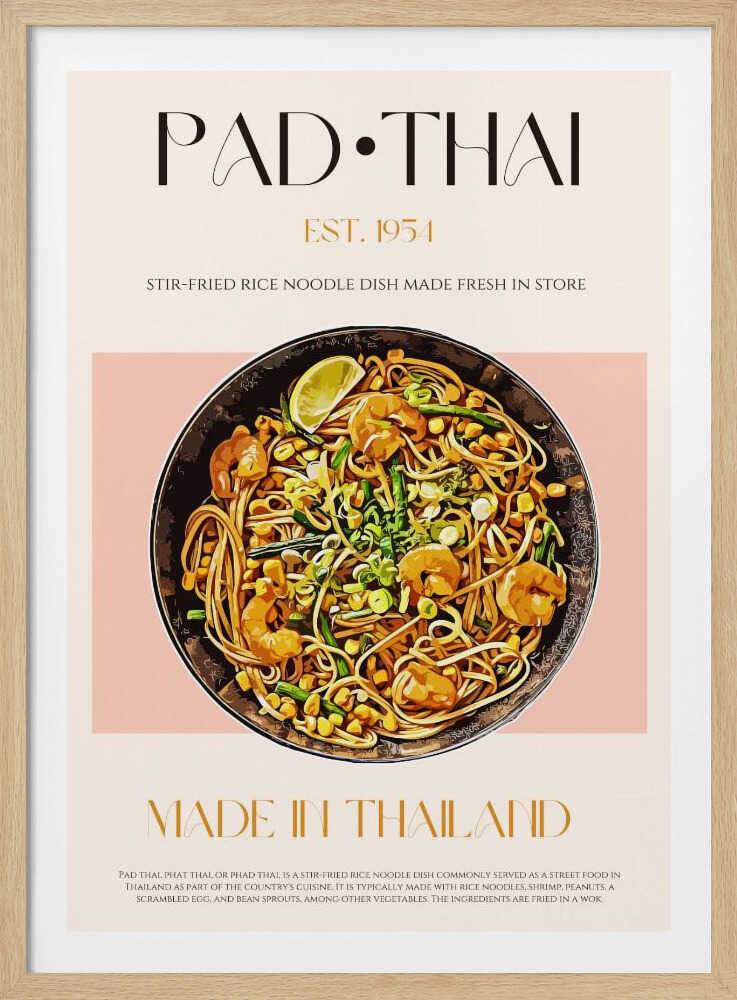Elegant Illustration of Pad Thai | Poster