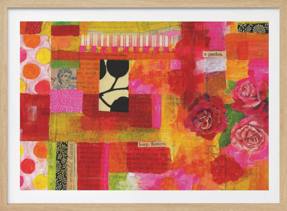 Lebendiges Blütenblatt-Patchwork | Poster