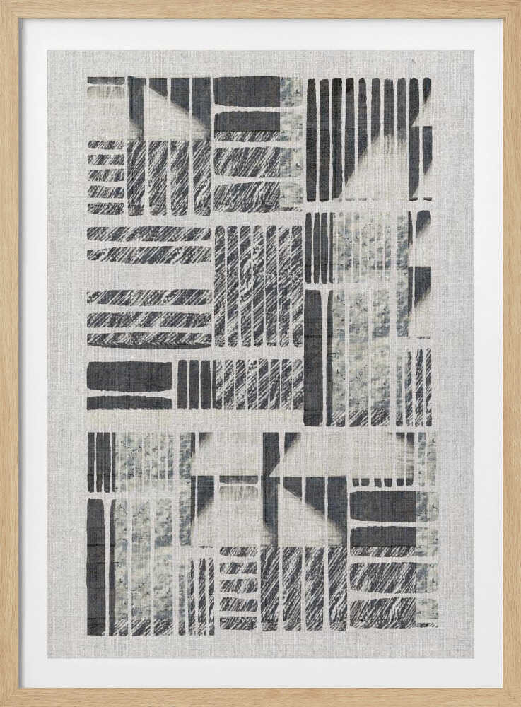 Motifs géométriques aux lignes monochromes texturées | Affiche