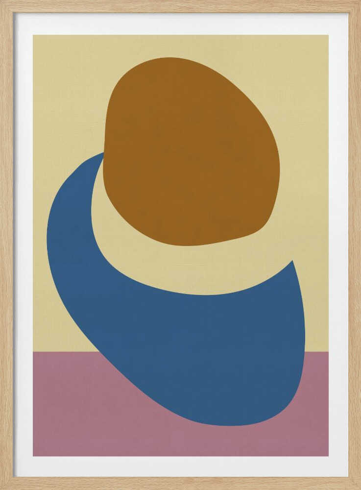 Pierres équilibrées en bleu, jaune beurre et terre | Affiche