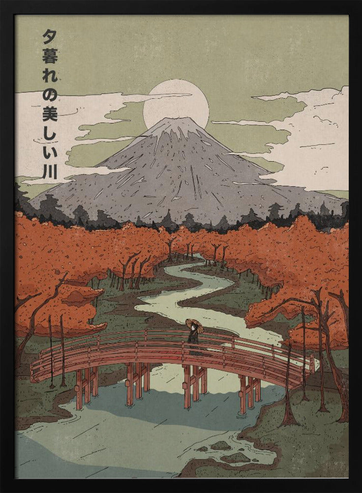 Beautiful River At Dusk | Poster - Black Metal Frame Interior