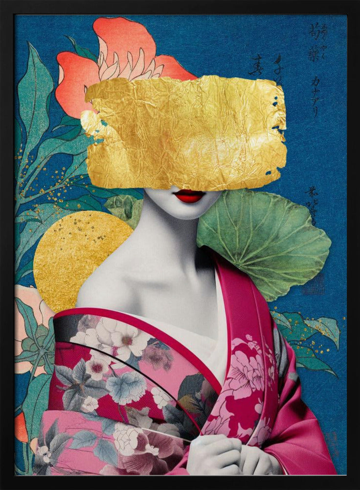 Japanese Collage | Poster - Black Metal Frame Interior