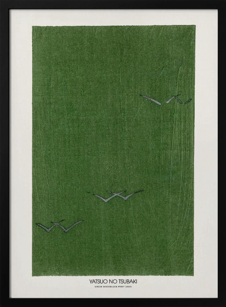 Green Woodblock Print 1860s | Poster - Black Metal Frame Interior