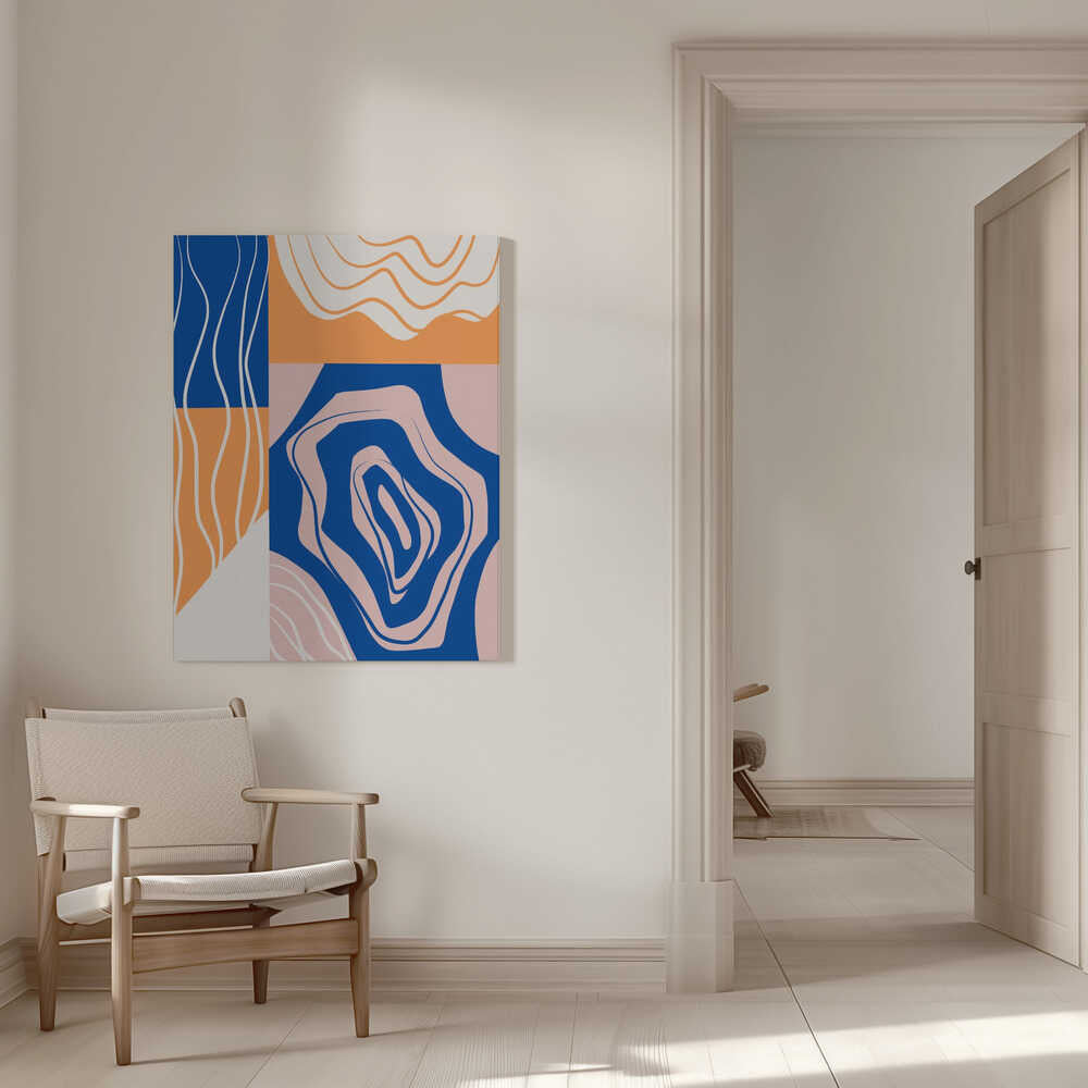 Abstract Collage In Blue and Orange | Canvas