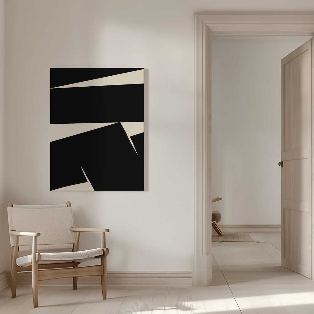 Schwarzes, einfarbiges abstraktes Leinwandbild | Leinwand