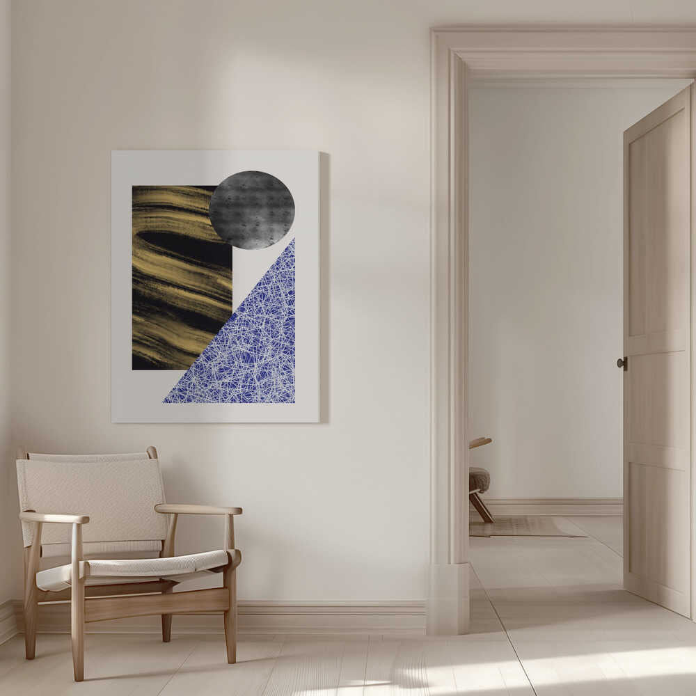 Geometric Shapes With A Black And Gold Textured | Canvas