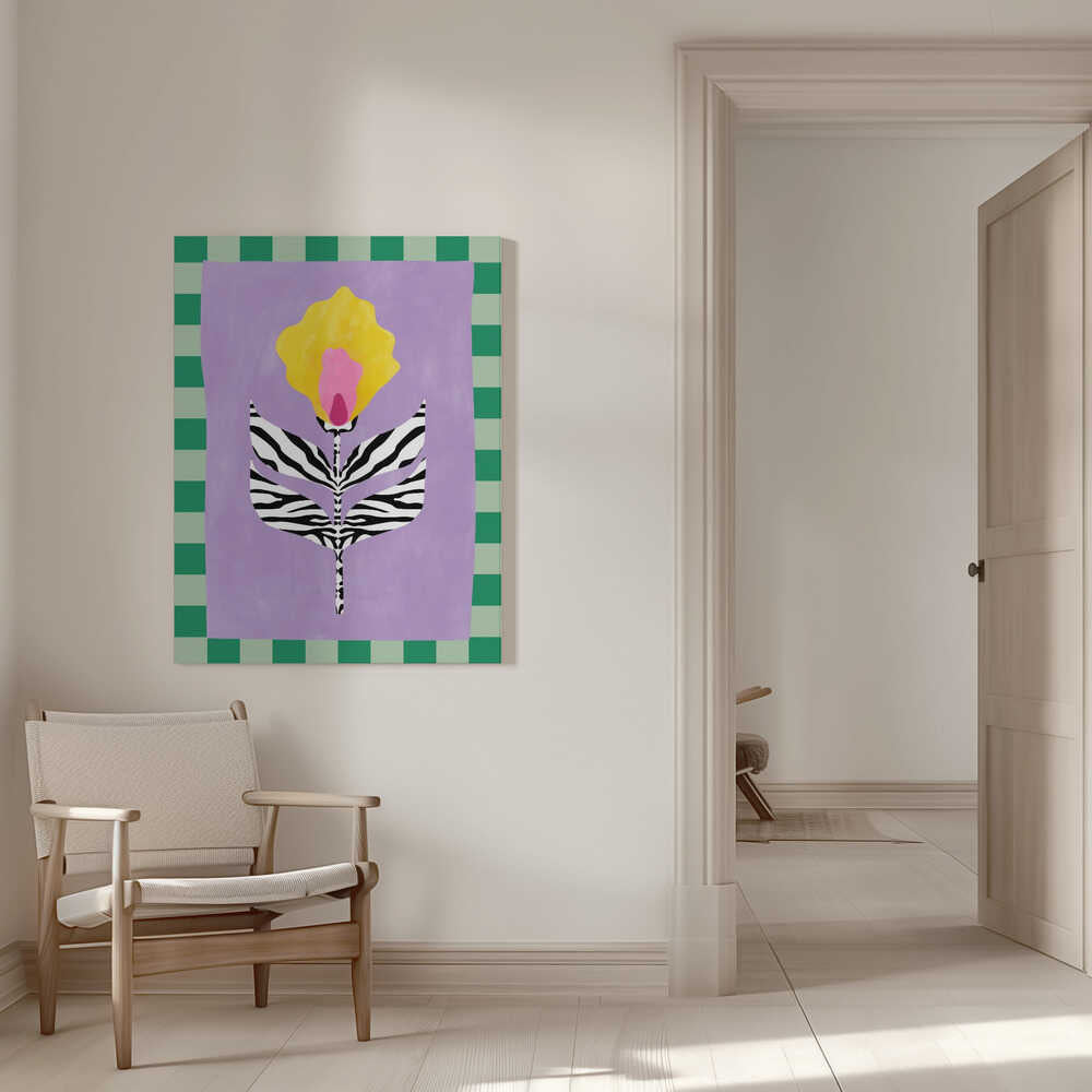 Flower with Zebra Patterned Leaves | Canvas