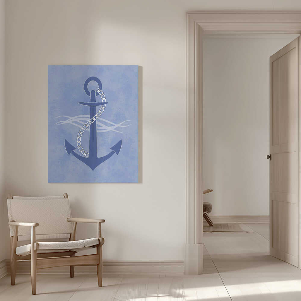 Blauer Anker mit weißer Kette umwickelt | Canvas