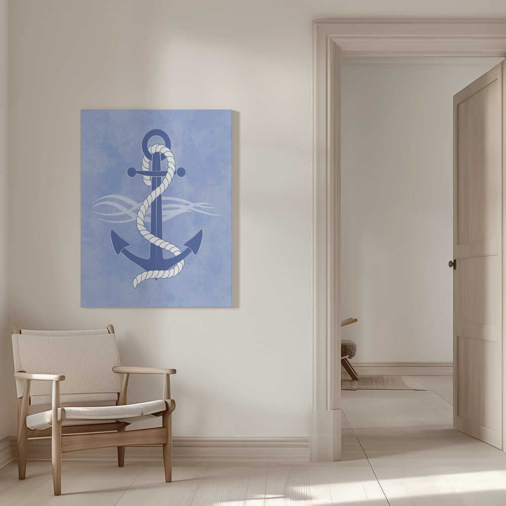 Blauer Anker, umwickelt mit einem weißen Seil | Segeltuch