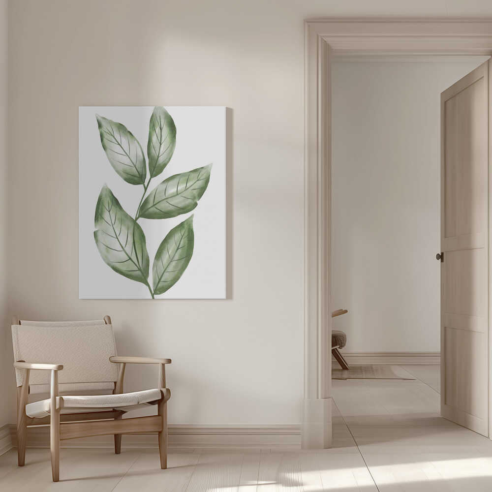 Zarter Zweig mit grünen Blättern | Leinwand