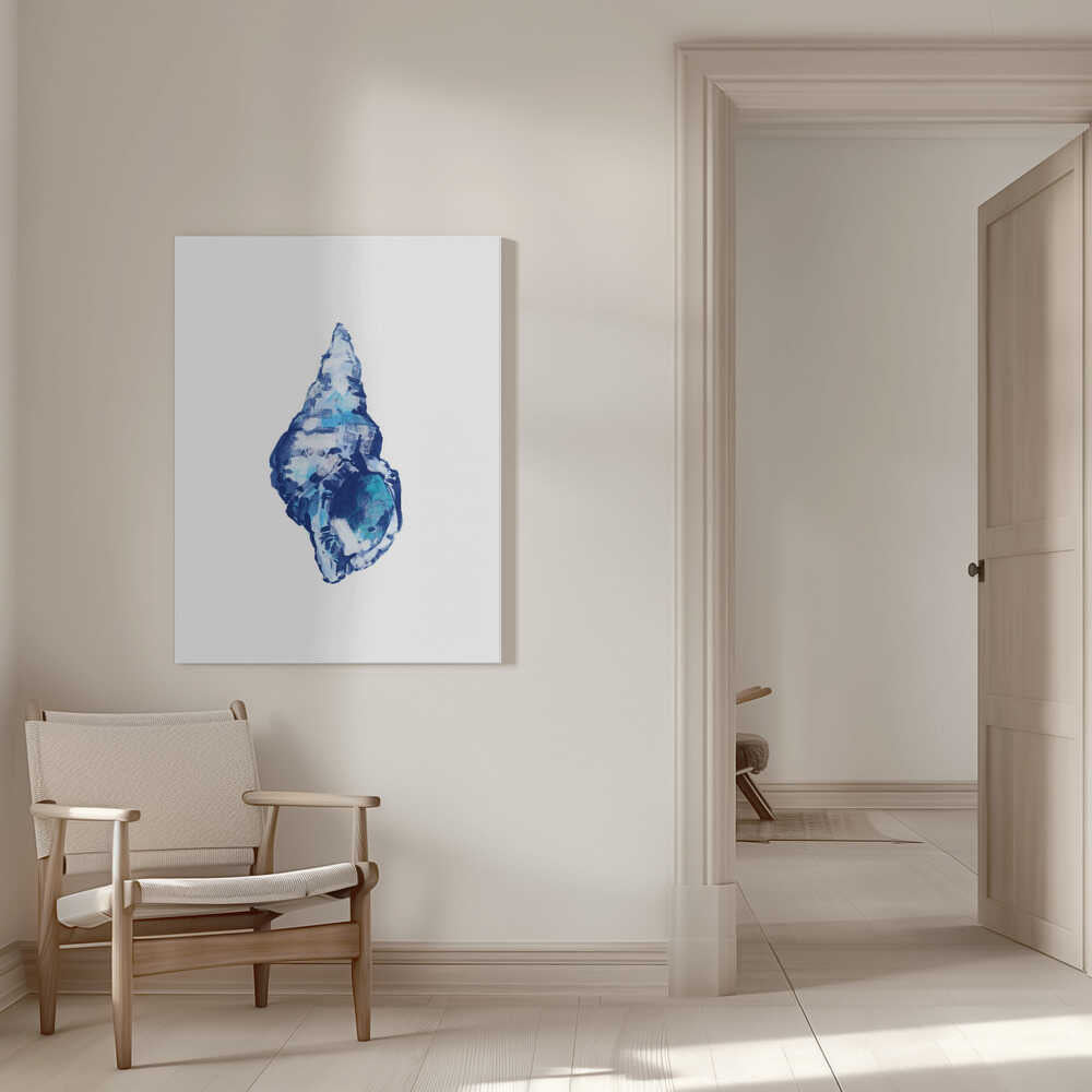 Blaue Muschel auf weißem Hintergrund Nr. 2 | Leinwand