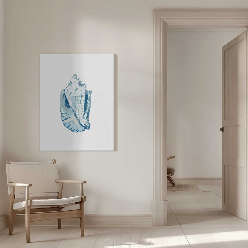 Blaue Muschel auf weißem Hintergrund Nr. 6 | Leinwand