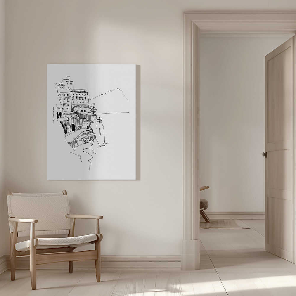 Italian Landscape Art, Amalfi Coast Small Towns By The Sea | Canvas