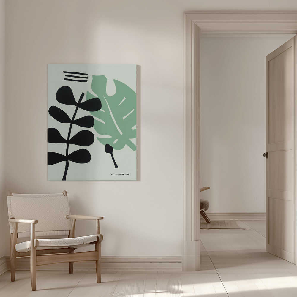 Minimalistischer Pflanzenkunstdruck, botanische Wandkunst im skandinavischen Stil | Leinwand