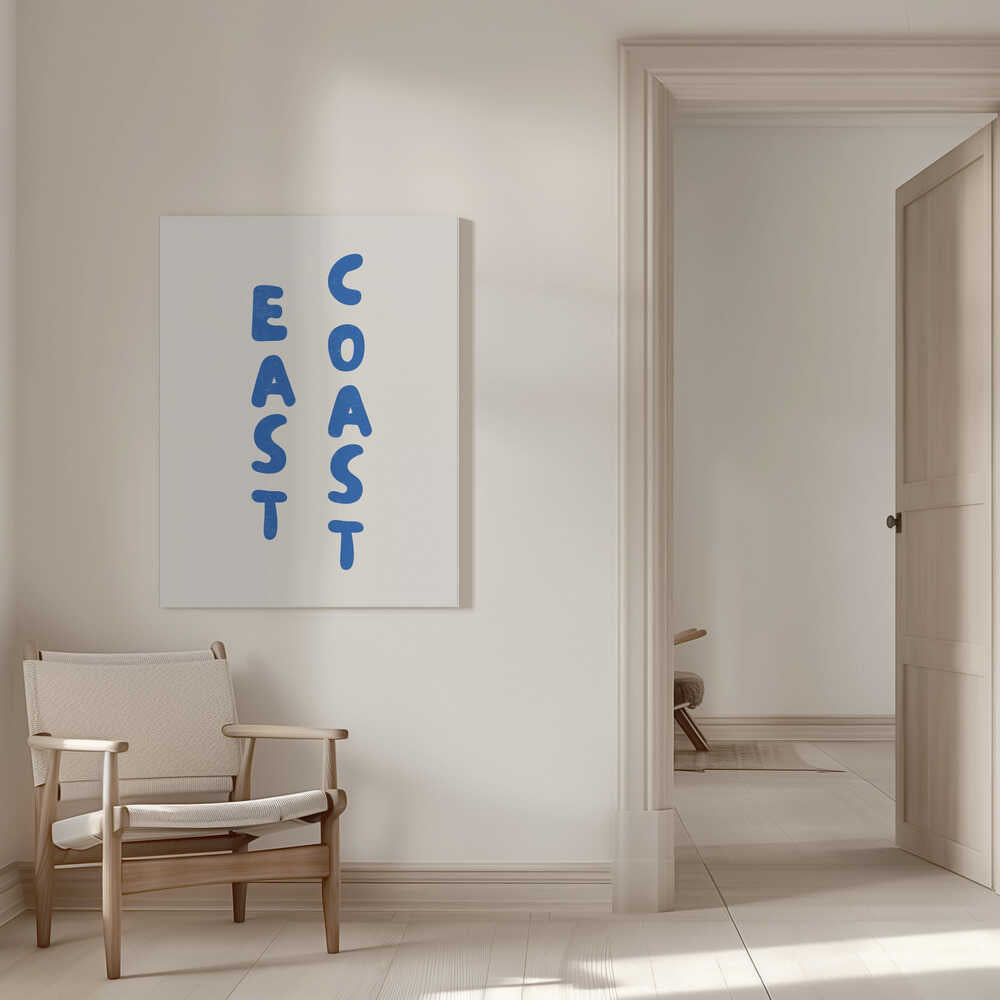 Texte vertical bleu gras de la côte est | Toile