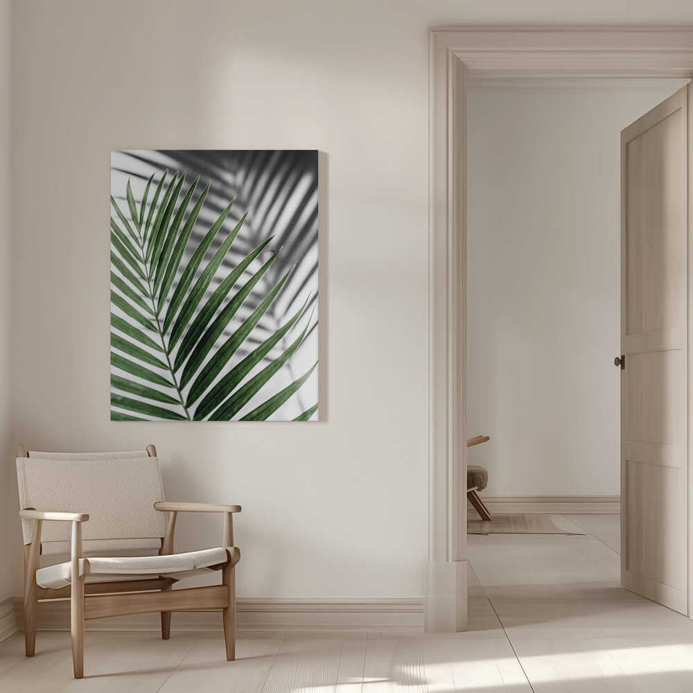 Leuchtend grünes Palmenblatt | Leinwand