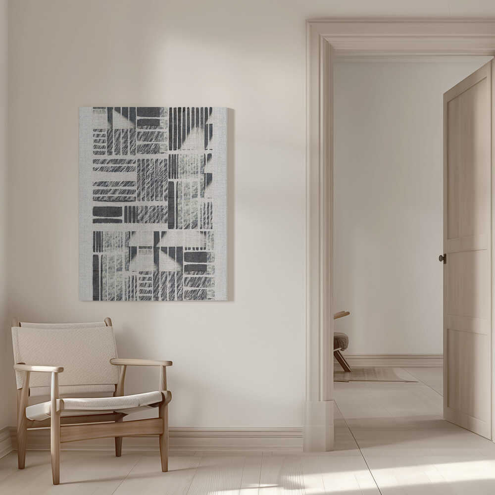 Geometrische Muster mit strukturierten, monochromen Linien | Leinwand