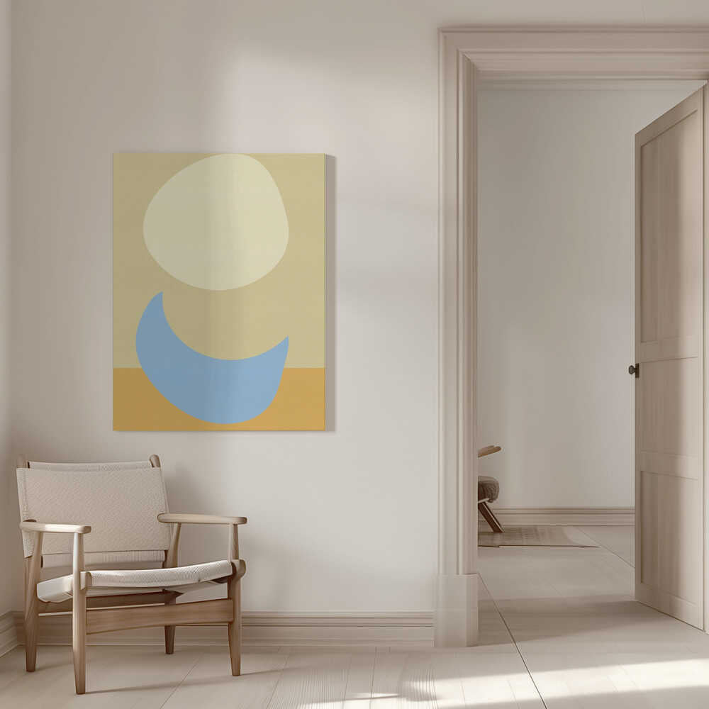 Ovales superposés dans des tons jaune doux et bleu clair | Toile