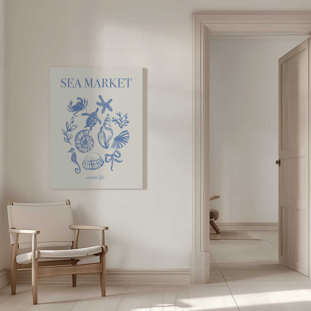 Marché de la mer Bleu Artprint | Toile