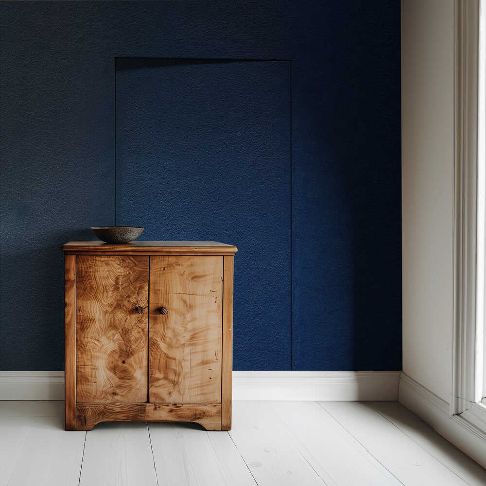 Blauer Minimalismus oder eine Geheimtür | Tapete