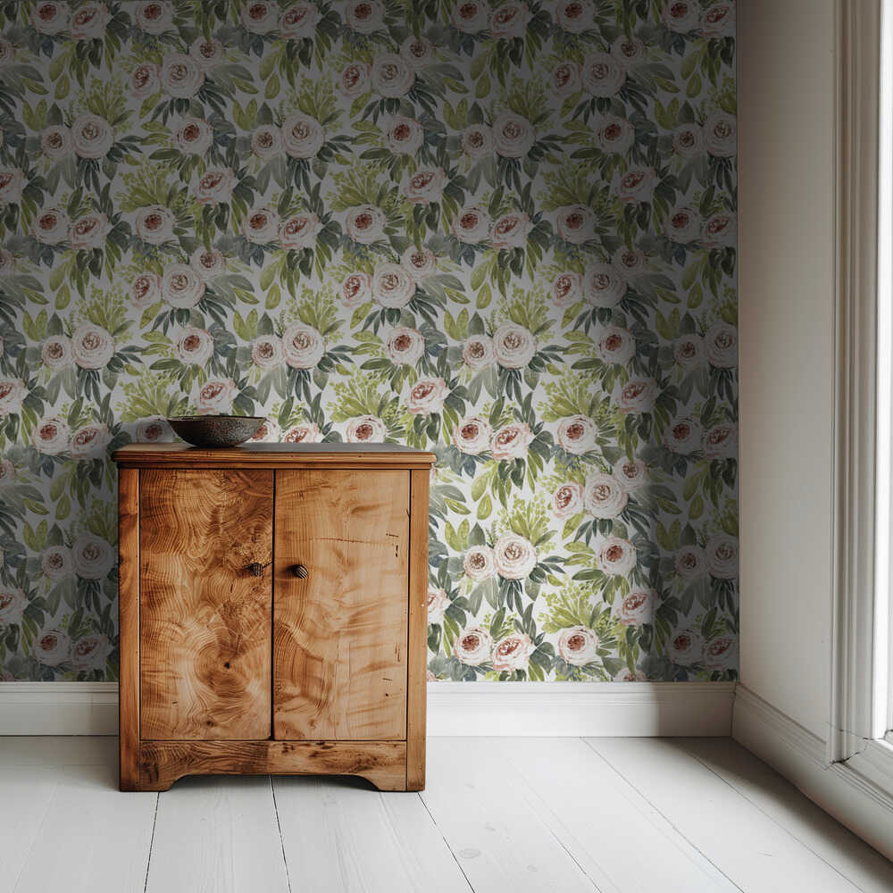 Ananas-Aquarell-Blumenmuster | Tapete