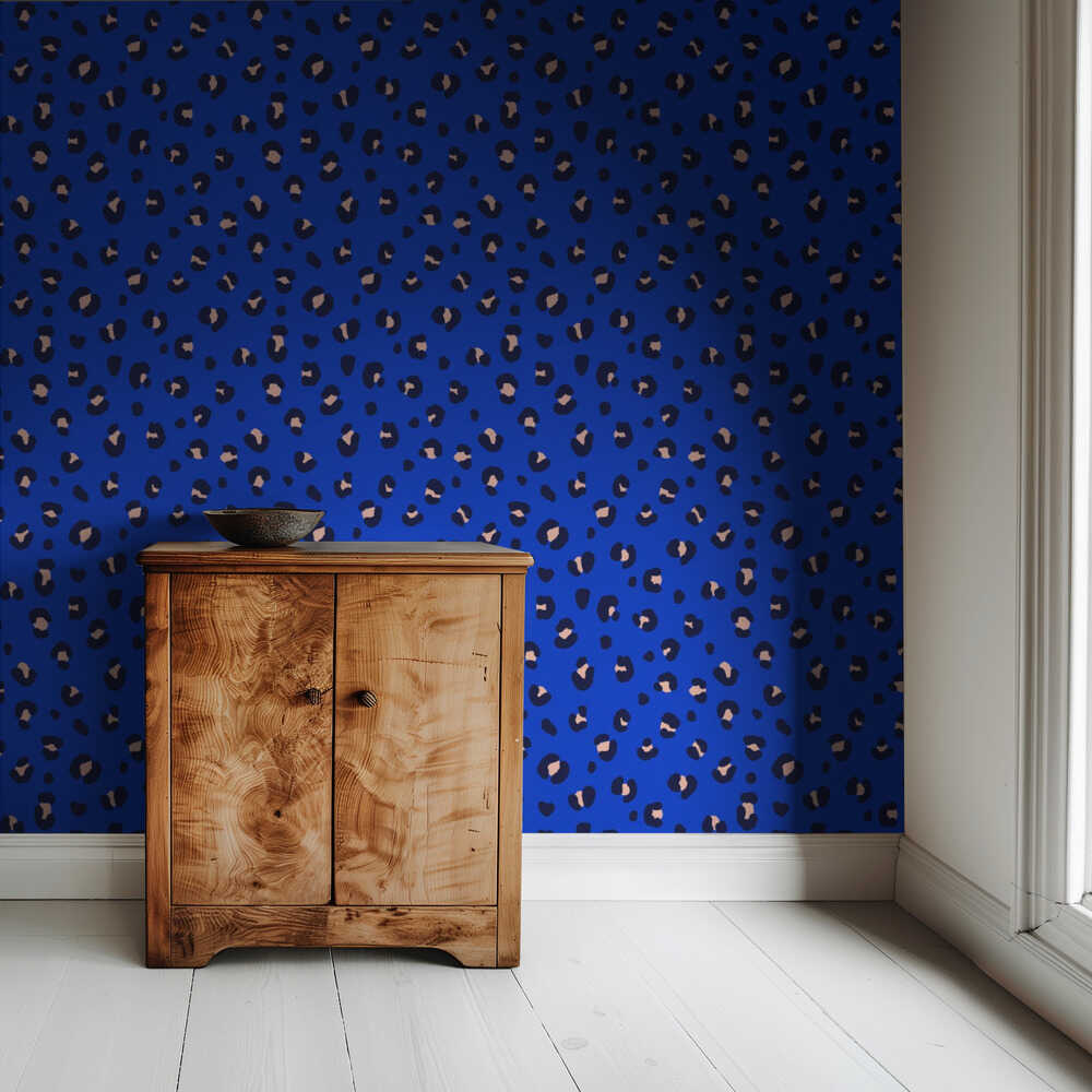 Leopardenmuster in Blau und Rosa (Musterdesign) | Tapete