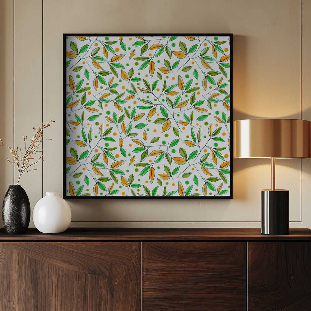 Blumenzweige Orange Olive | Poster