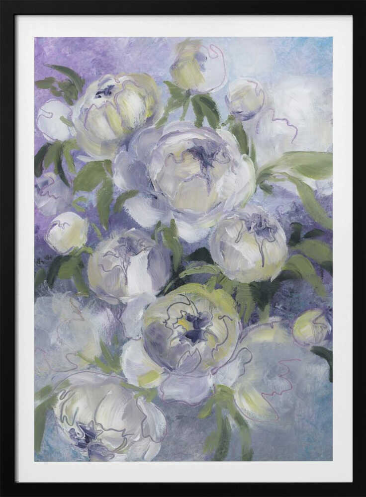 Fleurs picturales tristes dans les tons violets | Affiche