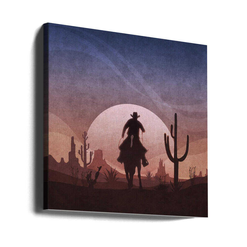 Coucher de soleil de cowboy dans le désert | Toile