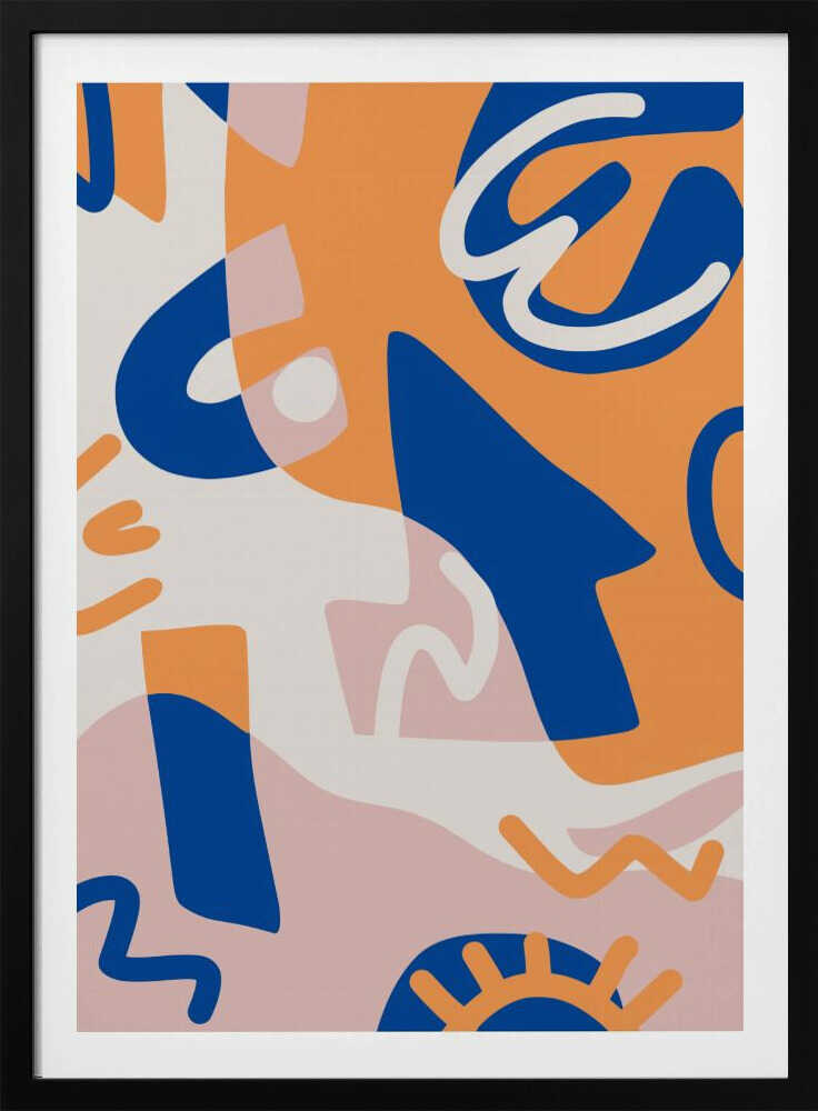 Formes abstraites bleues et oranges | Affiche