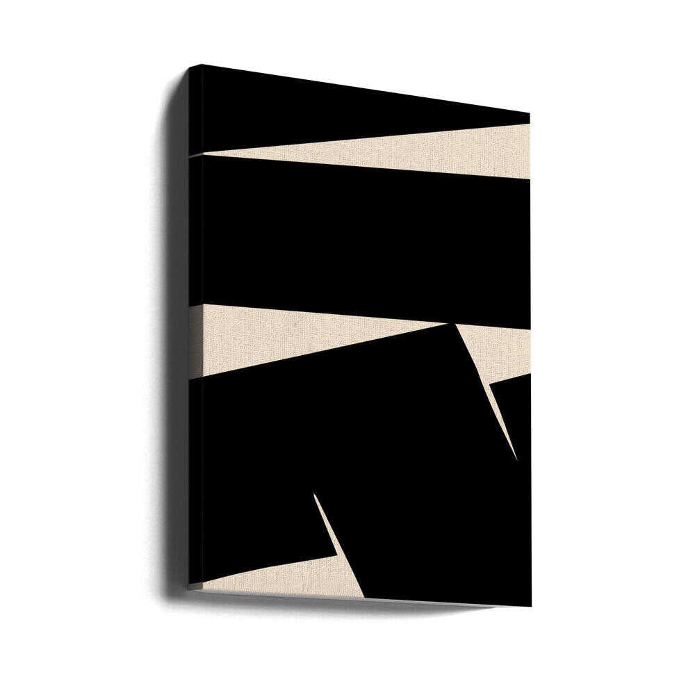 Schwarzes, einfarbiges abstraktes Leinwandbild | Leinwand