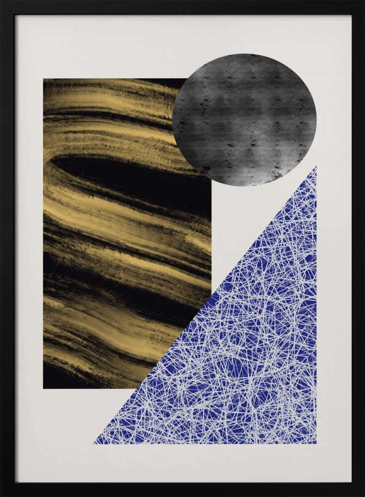 Formes géométriques à texture noire et dorée | Affiche