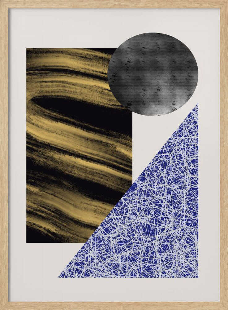 Formes géométriques à texture noire et dorée | Affiche