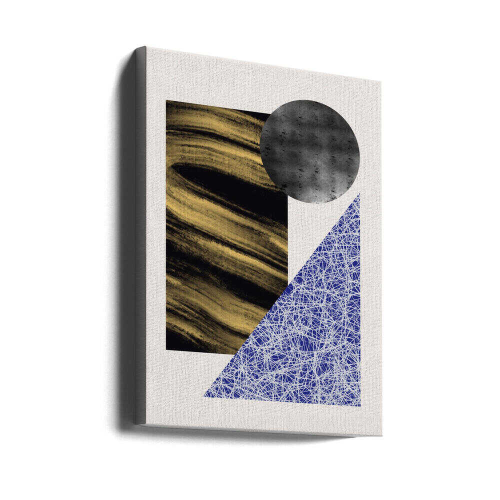 Geometric Shapes With A Black And Gold Textured | Canvas
