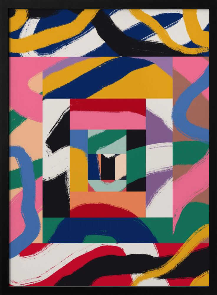 Formes géométriques et coups de pinceau audacieux | Affiche
