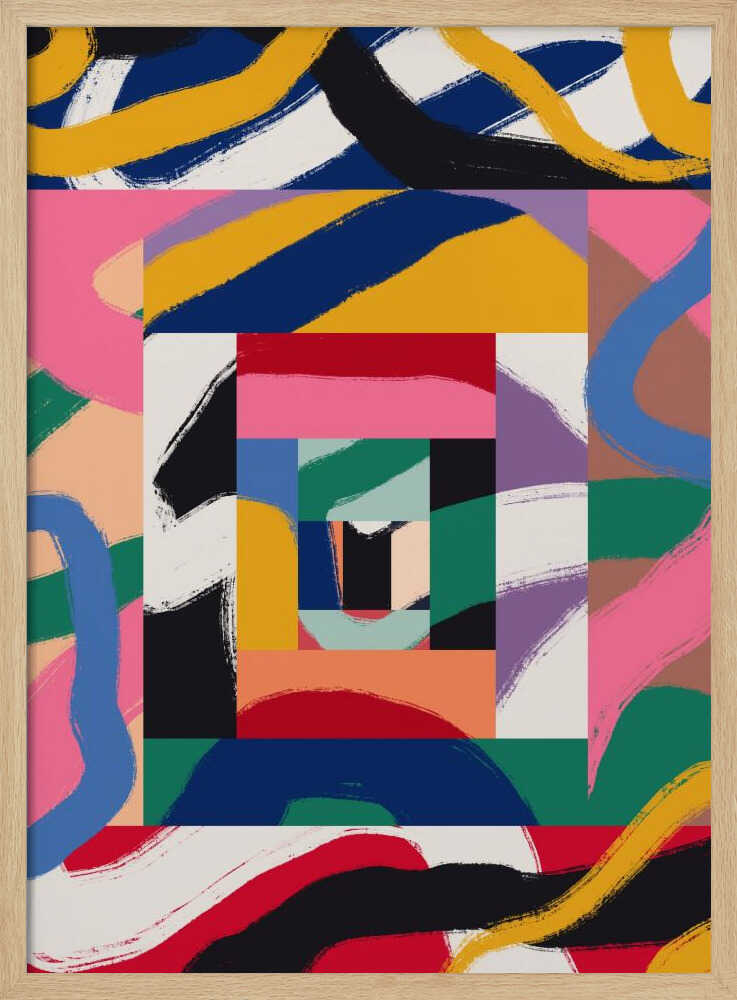 Formes géométriques et coups de pinceau audacieux | Affiche