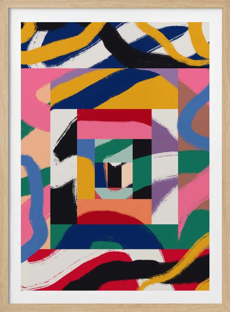 Formes géométriques et coups de pinceau audacieux | Affiche