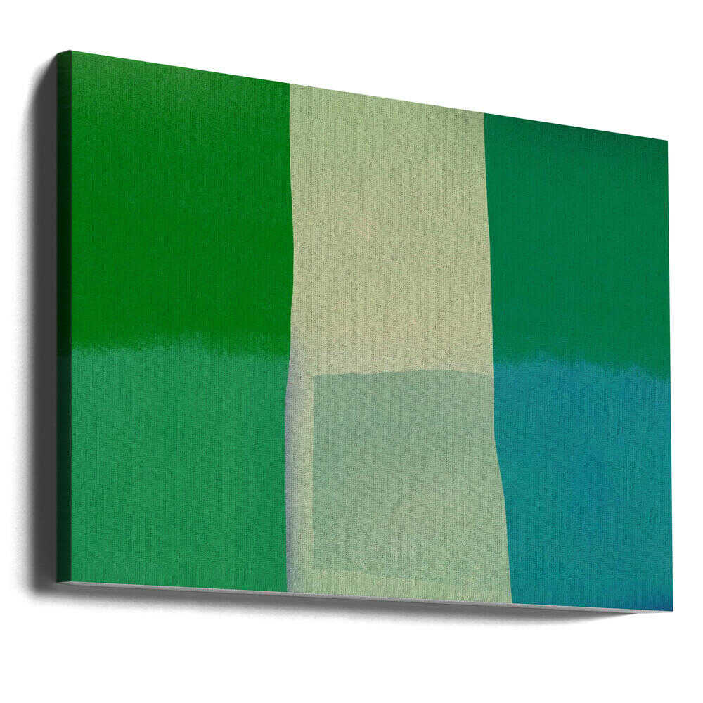 Minimalist Composition With Vibrant Green And Blue Hues | Canvas