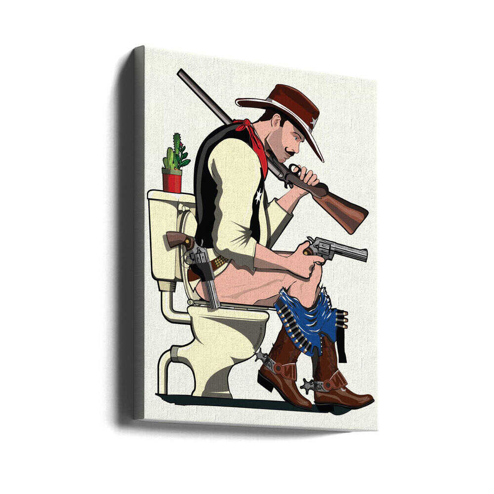 Cowboy auf der Toilette | Leinwand