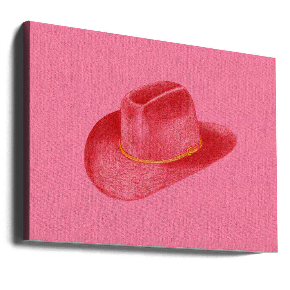 Stetson rouge sur toile rose
